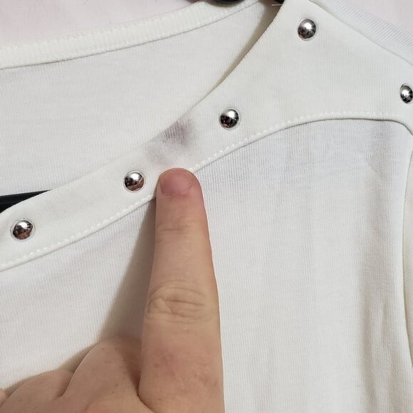 Karen Scott White Boat Neck Studded Lined Top (AJ) - Picture 4 of 6